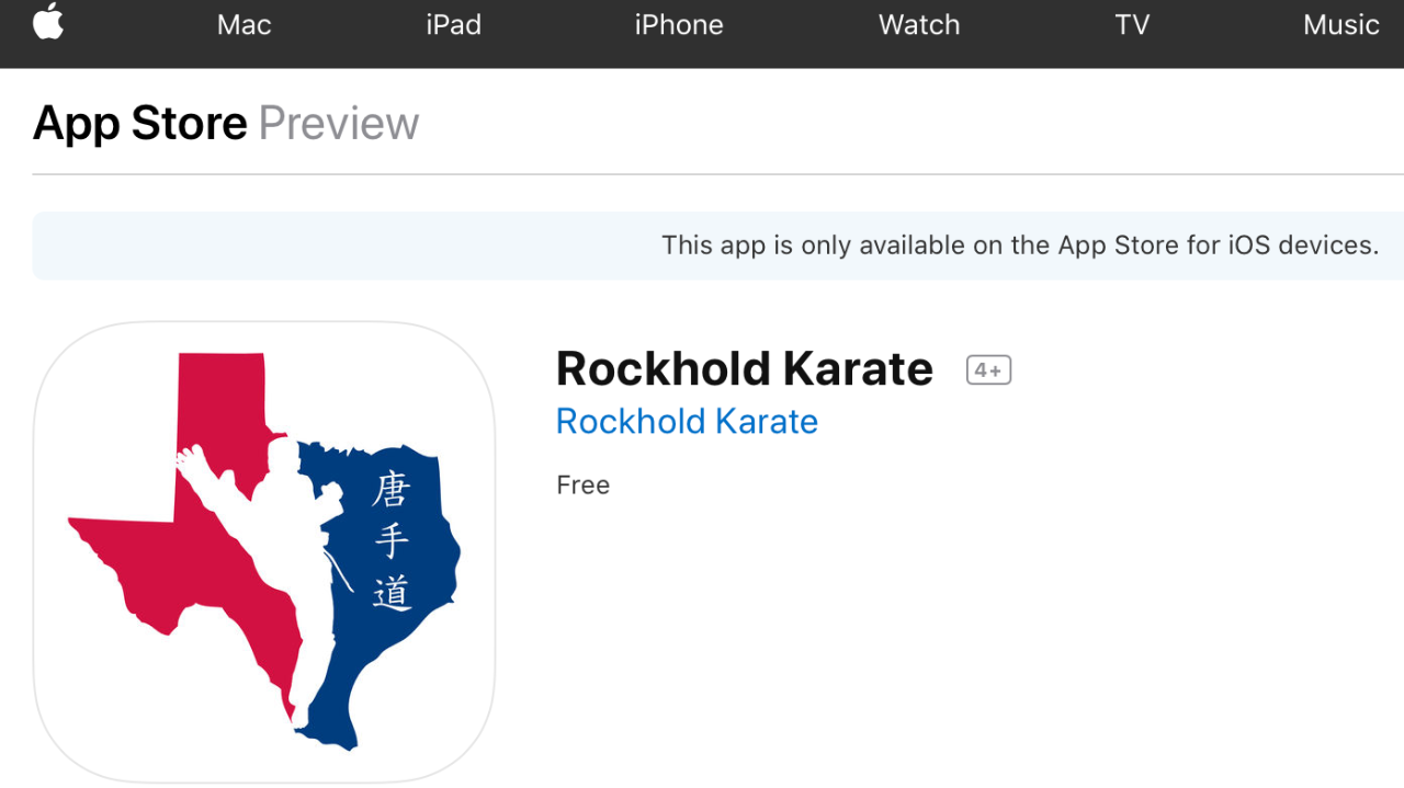 Rockhold Karate iOS App